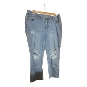 Universal Thread Medium Indigo Straight Leg Jeans with Distressed Details